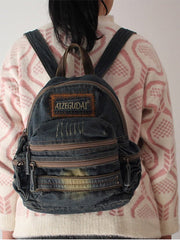 Denim Womens Backpack School Backpacks Vintage Denim Blue Backpacks For Women