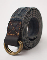 Cool Double Loops Denim Belt Denim Blue Belt Vintage Denim Belt For Men Women