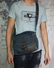 Blue Denim Small Messenger Bags Denim Small Side Bag Vintage Small Crossbody Bag For Men
