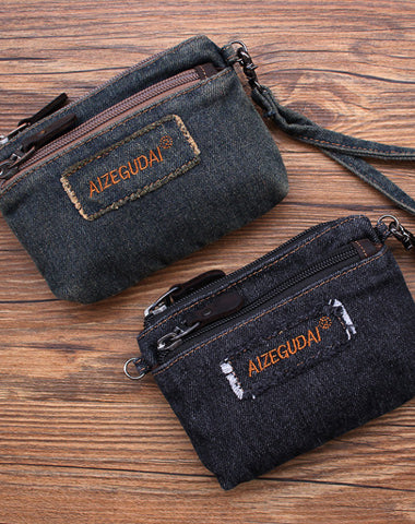 Wallet Denim Wristlet Denim RFID Clutch Cash Card Coin Accordion