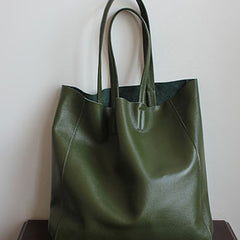 Handmade Vintage Leather Oversize Tote Bag Shoulder Bag Handbag For Women