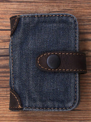 Blue Denim Bifold Mens Card Wallet Denim Card Holders Card Wallet For Women