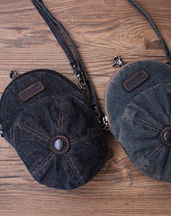 Unique Denim Cap Mini Shoulder Bags Belt Pouch Denim Cap Phone Waist Bag