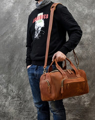 Large Leather Duffle Bag Vintage Leather Duffle Bag for Men 16L Mens Leather Weekend Bag