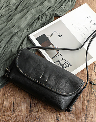 Cute Black Leather Small Crossbody bag for Women Leather Small Shoulder Bag for Women