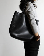 Womens Black Leather Vertical Tote Purse Womens Tote Shopper Shoulder Bag for Ladies