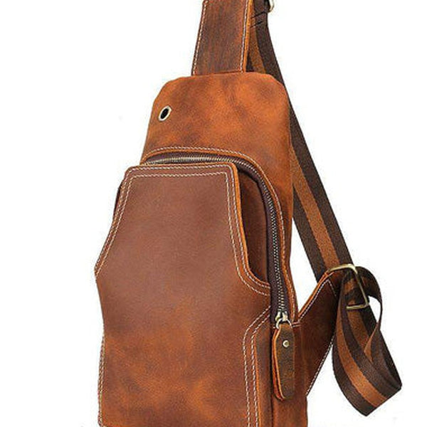 Cool Mens Leather Chest Bags Sling Bags Sling pack Shoulder sling bag For Men