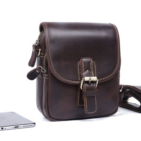 Cool Vintage Leather Belt Pouch Waist Bag Mini Side Bag Messenger Bag For Mens