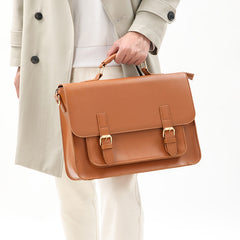 Tan Vintage Satchel Handbag - Top Handle Carry - EverHandmade