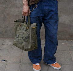 Army Green Tote Handbag Canvas Tote Bag Green Distressed Canvas Tote Shoulder Bag - Feltify