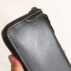 biker chain wallet​ Leather Biker Wallet Leather Biker Chain Wallet Mens Vintage Biker Long Zip Wallet for Men