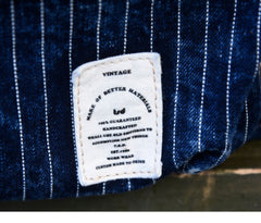Blue Denim Backpack for Women Striped Jean Backpack Mens Striped Backpack - Feltify