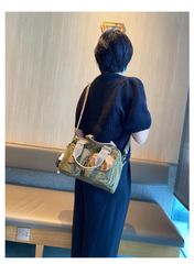 Green Canvas Women's Handbags Canvas Leather Handbags Shoulder Bag Crossbody Bag - Feltify