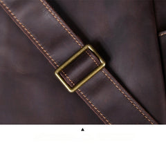 Large leather sling backpack - right side view showing pocket