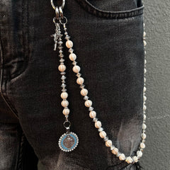 Long Ball Wallet Chains for Women White Ball Wallet Chain Beaded Wallet Chain