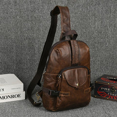 Leather Large Sling Backpack - Angle View