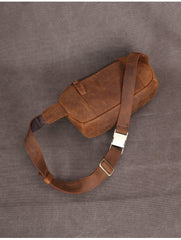 Brown Vintage Large Leather Waist Bag Mens - iwalletsmen