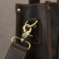 Brown Leather Vertical Briefcase Business Handbag for Men Office Handbag for Men - iwalletsmen