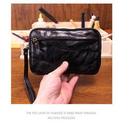 Dark Brown Leather Wristlet Clutch Wallet for Men 