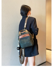 Green Canvas Convertible Crossbody Bag Canvas Handbag Canvas Convertible Backpack Shoulder Bag - Feltify