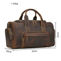 Vintage Leather Duffle Bag for Men 16L Mens Leather Weekend Bag Large Leather Duffle Bag 