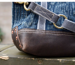 Small Blue Denim Mini Tote Bag Denim Leather Handbag Denim Mini Tote Crossbody Bag - Feltify