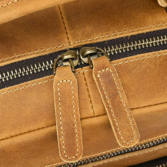 Camel Crazy Horse Leather Backpack Mens 