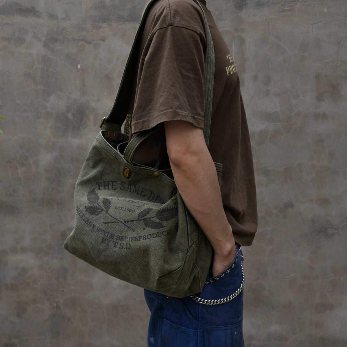 Army Green Tote Handbag Canvas Tote Bag Green Distressed Canvas Tote Shoulder Bag - Feltify