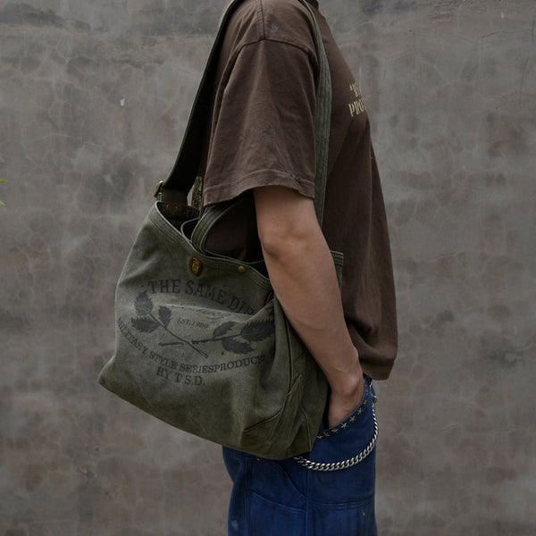 Army Green Tote Handbag Canvas Tote Bag Green Distressed Canvas Tote Shoulder Bag - Feltify