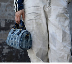 Blue Denim Crossbody Bag for WOmen Small Denim Boston Bag Denim Handbags for Women  - Feltify