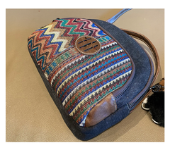 Embroidery Canvas Small Boho Crossbody Bag Boho Canvas Small Round Handbag Shoulder Bag - Feltify