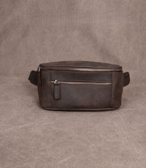 Dark Brown Leather Waist Bag for Men 