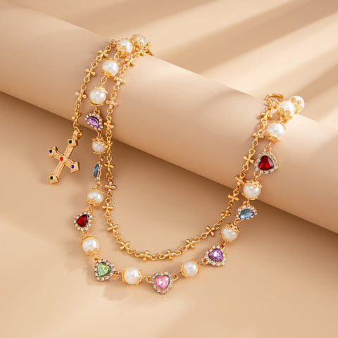 Pearl Wallet Chain for Women Silver Wallet Chain Womens Wallet Chain with Heart