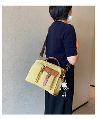 Green Canvas Convertible Messenger Bag Backpack Canvas Convertible Crossbody Bag Canvas Handbag - Feltify
