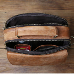 Cool Leather Brown Small Mens Messenger Bag Vintage Shoulder Bag  for Men - EverHandmade