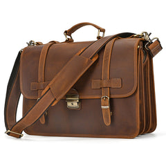Top Brown Large Leather Mens Business 15 inches Laptop Work Briefcase Large Handbag Briefcase Business Bags For Men