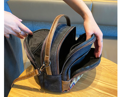 Embroidery Canvas Small Boho Crossbody Bag Boho Canvas Small Round Handbag Shoulder Bag - Feltify