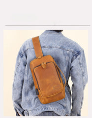 Brown Leather Sling Bag For Men