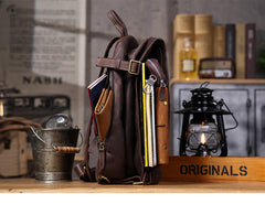 Large leather sling bag - strap connection to bag body