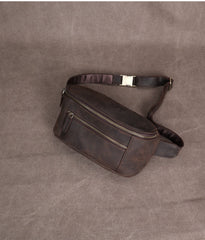 Dark Brown Leather Waist Bag for Men 