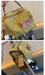 Canvas Convertible Crossbody Bag Handbag With outside Pocket Green Canvas Convertible Backpack Shoulder Bag - Feltify