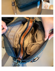 Green Canvas Women's Handbags Canvas Leather Handbags Shoulder Bag Crossbody Bag - Feltify