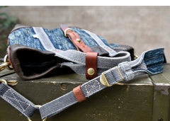 Small Blue Denim Mini Tote Bag Denim Leather Handbag Denim Mini Tote Crossbody Bag - Feltify