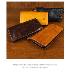 Black Zip Clutch Wallet Mens Leather Zip Wristlet Wallet Zip Wallet Wristlet for Men - iwalletsmen