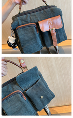 Green Canvas Convertible Messenger Bag Backpack Canvas Convertible Crossbody Bag Canvas Handbag - Feltify