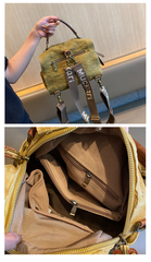 Canvas Convertible Crossbody Bag Handbag With outside Pocket Green Canvas Convertible Backpack Shoulder Bag - Feltify