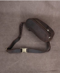 Dark Brown Leather Waist Bag for Men 