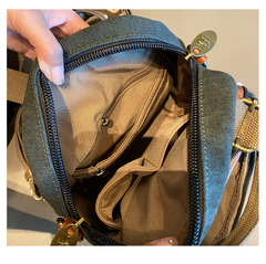 Green Canvas Convertible Crossbody Bag Canvas Handbag Canvas Convertible Backpack Shoulder Bag - Feltify
