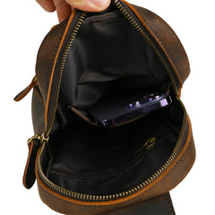 Dark Brown Sling Leather Backpack 