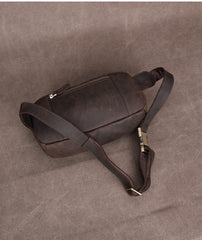 Dark Brown Leather Waist Bag for Men 